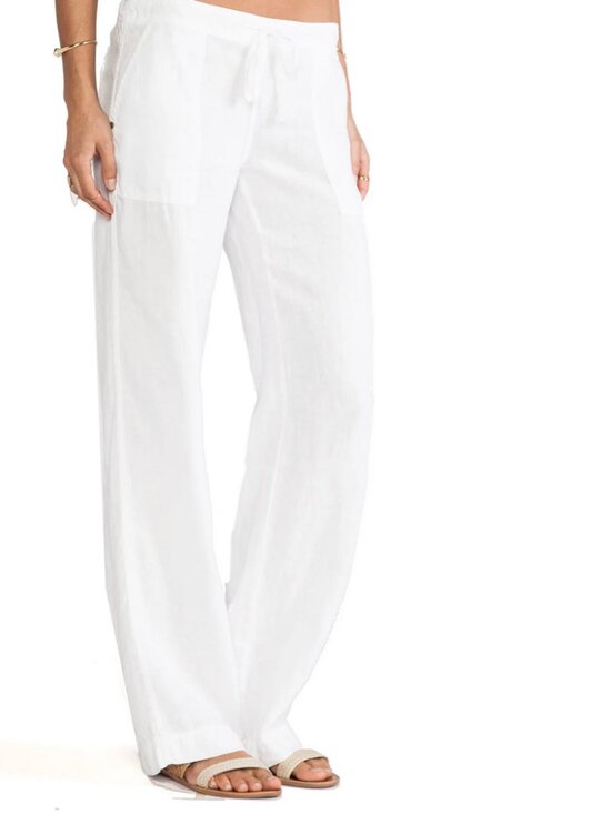 Michael Stars Pants - Michael Stars 100% Linen White Wide Leg Pants Women’s Drawstring Size Large NWT